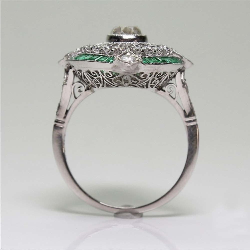 STUNNING LG sterling silver emerald statement ring - Picture 6 of 6